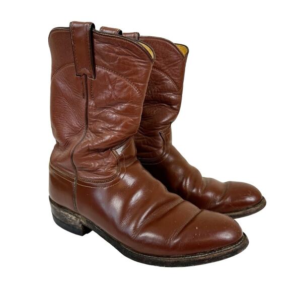 Justin Boots Women’s 7 D Brown Cowboy Cowgirl Leather Rodeo Western - Picture 1 of 13
